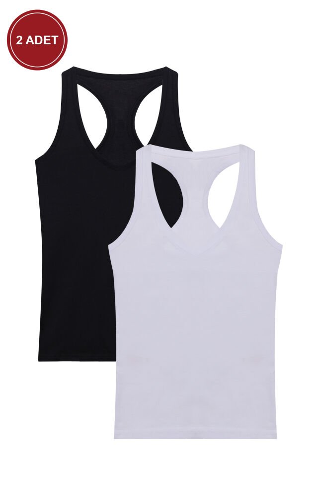 Kadın 2'li Sporcu Atlet Siyahbeyaz - L/XL - Siyahbeyaz - L/XL