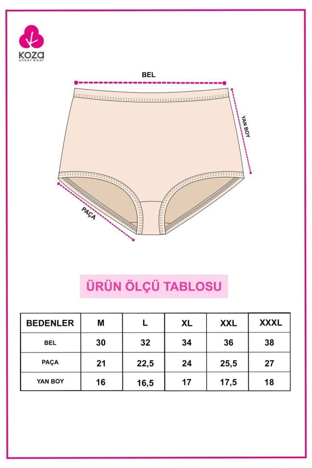 Kadın 5'li Likralı Ekstra Yüksek Bel Külot Marsmalow - XL