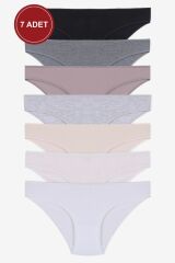 Kadın 7'li Kıl Lastikli Külot KO20873 Çok Renkli - L