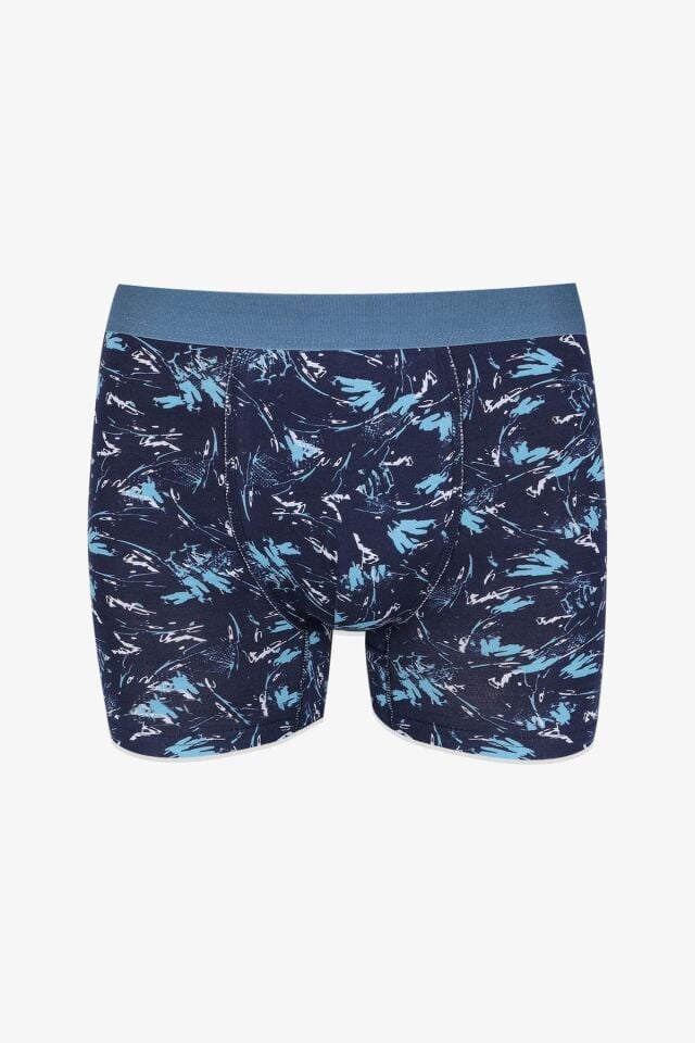 Erkek 3'lü Pamuklu Likralı Boxer denizsiyahyazı - M