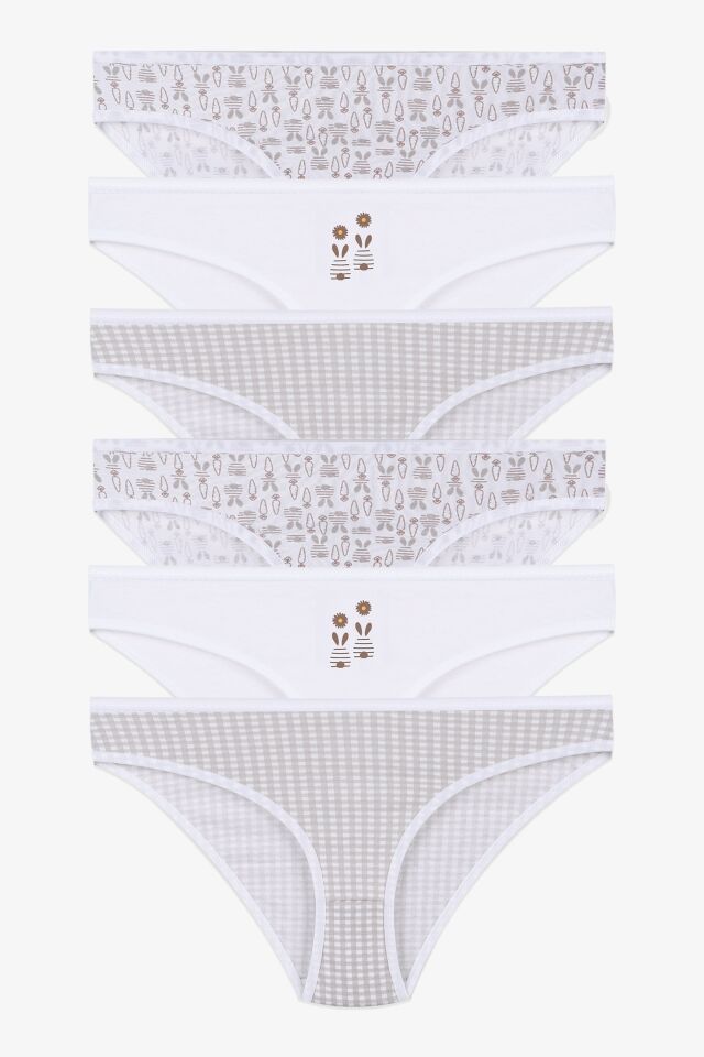 Çocuk 6'lı Desenli Pamuklu Likralı Külot Çok Renkli - 7-9 Yaş