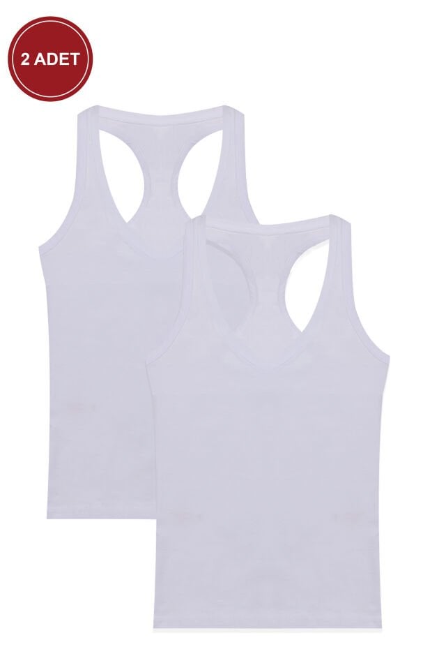 Kadın 2'li Sporcu Atlet Beyaz - L/XL - Beyaz - L/XL