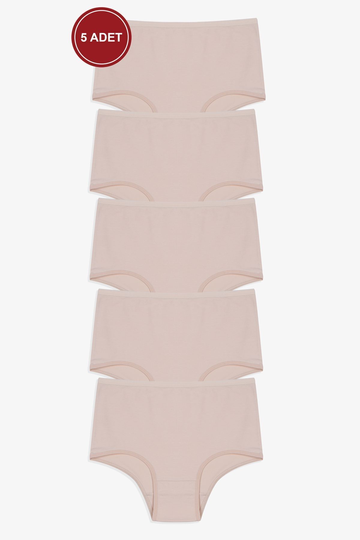 Kadın 5'li Likralı Ekstra Yüksek Bel Külot Ten - M