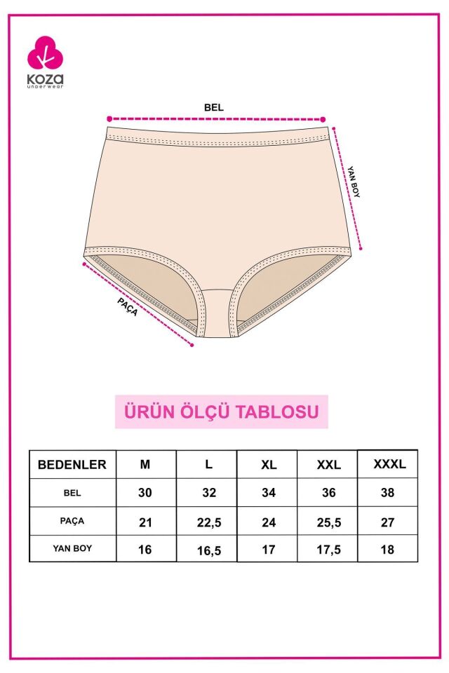 Kadın 5'li Likralı Ekstra Yüksek Bel Külot Ten - M