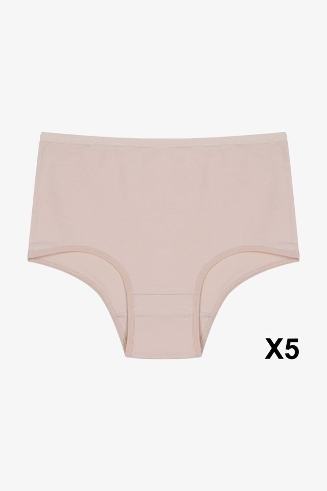 Kadın 5'li Likralı Ekstra Yüksek Bel Külot Ten - XL