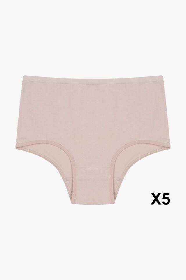 Kadın 5'li Likralı Ekstra Yüksek Bel Külot Ten - XL
