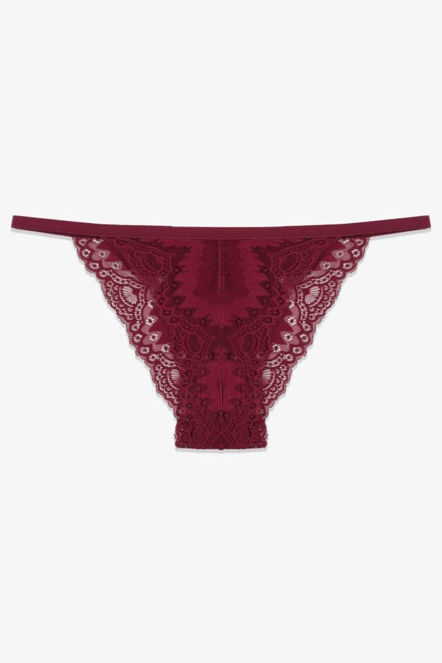 Kadın 2'li Dantel Detaylı Külot Siyah Bordo - L/XL