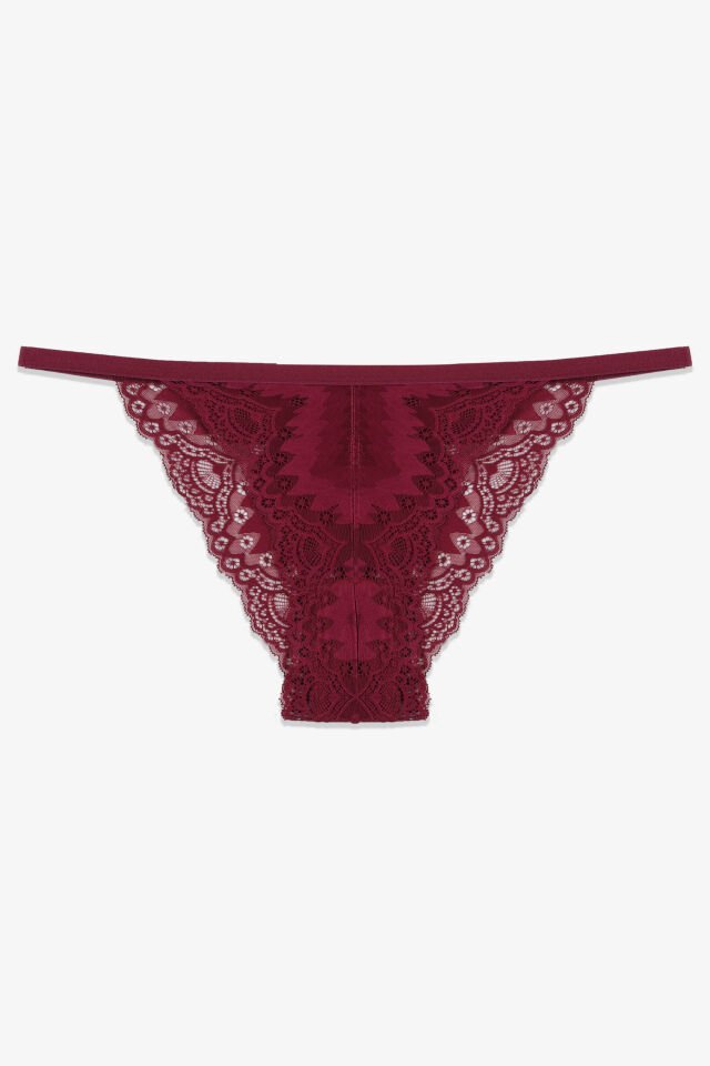 Kadın 2'li Dantel Detaylı Külot Siyah Bordo - L/XL