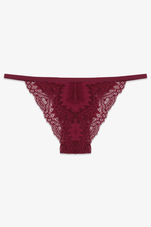 Kadın 2'li Dantel Detaylı Külot Siyah Bordo - L/XL