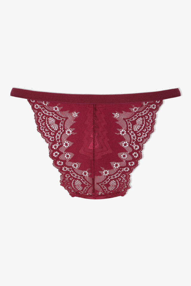 Kadın 2'li Dantel Detaylı Külot Siyah Bordo - L/XL