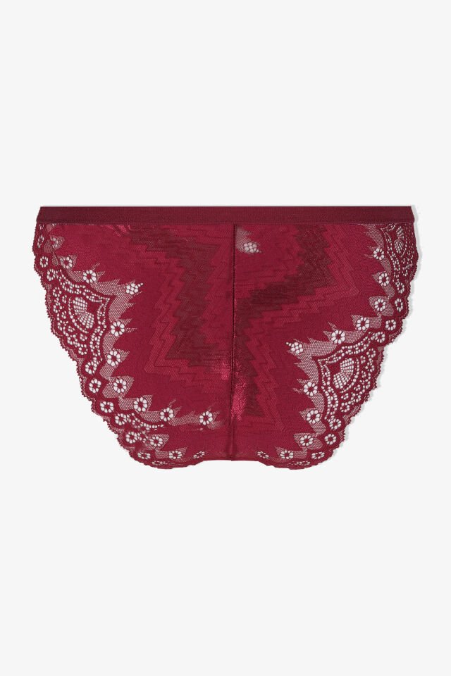 Kadın 2'li Dantel Detaylı Külot Siyah Bordo - L/XL