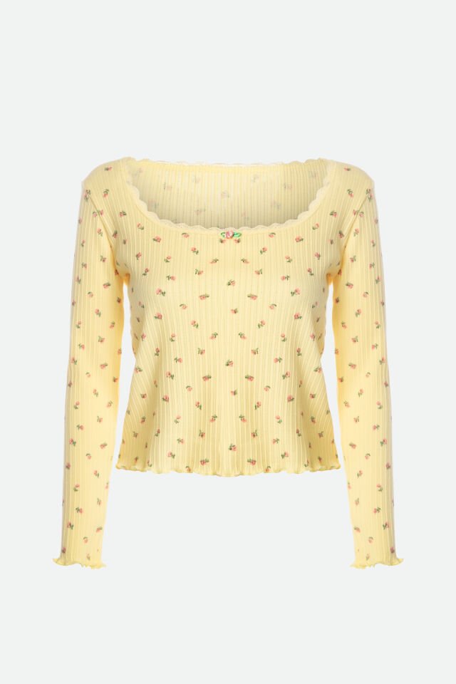 Kadın Kare Dantel Yaka Baby Overloklu Fiyonk Detaylı Pijama Takımı XL