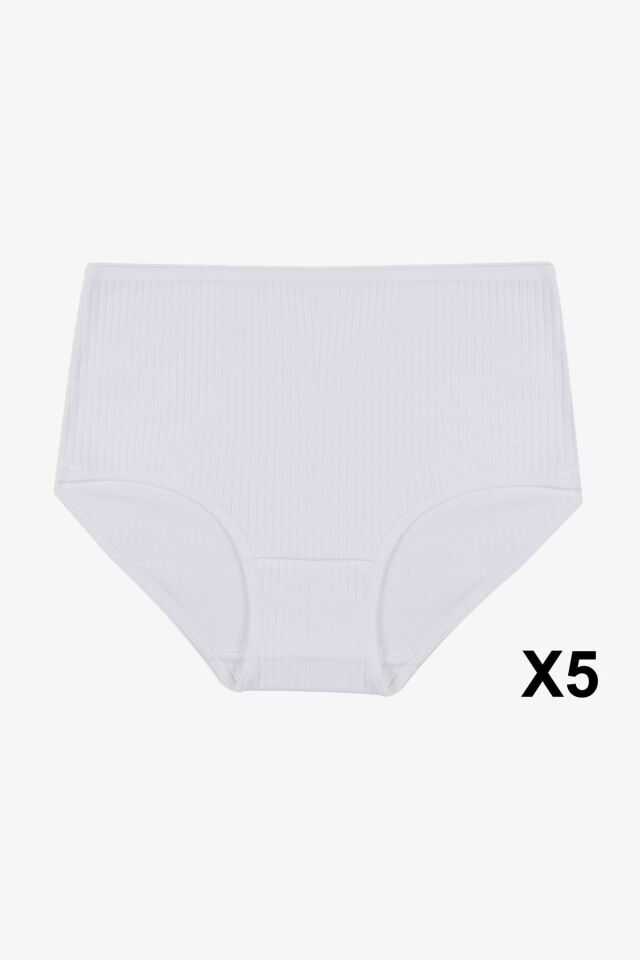 Kadın 5'li Fitilli Ekstra Yüksek Bel Külot 5ekru - 2XL