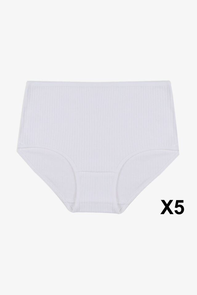 Kadın 5'li Fitilli Ekstra Yüksek Bel Külot 5ekru - XL
