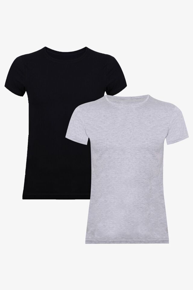 Erkek 2'li Basic Likralı T-Shirt Siyahgrimelanj - M - Siyahgrimelanj - M