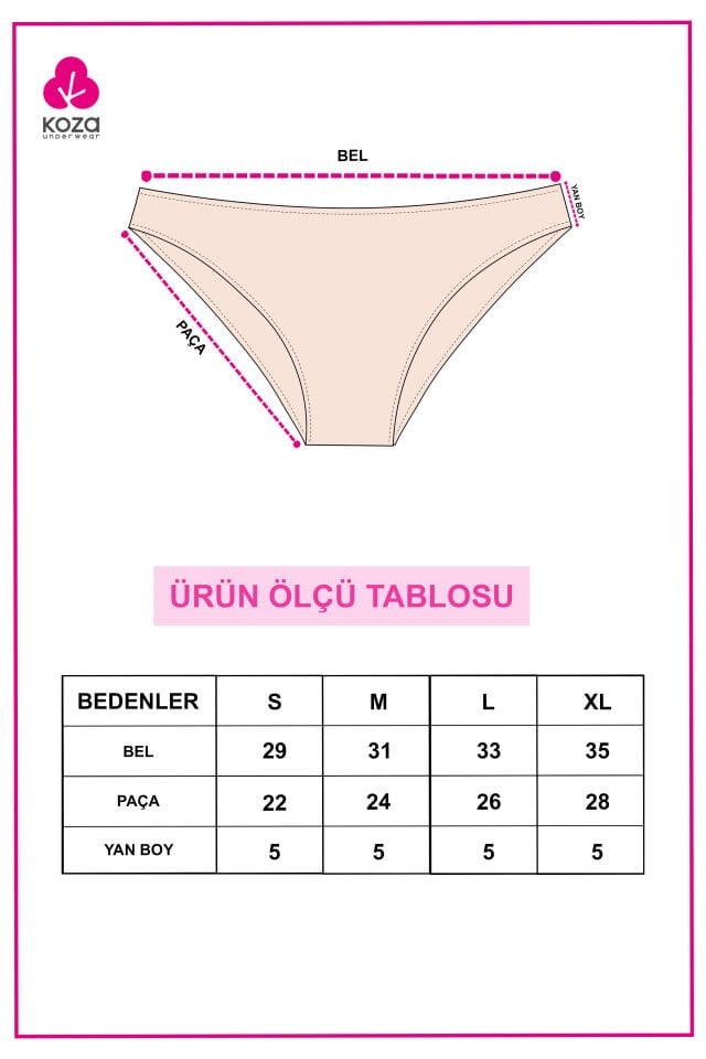 Kadın 7'li Likralı Külot Kahverengi -  Ekru - XL