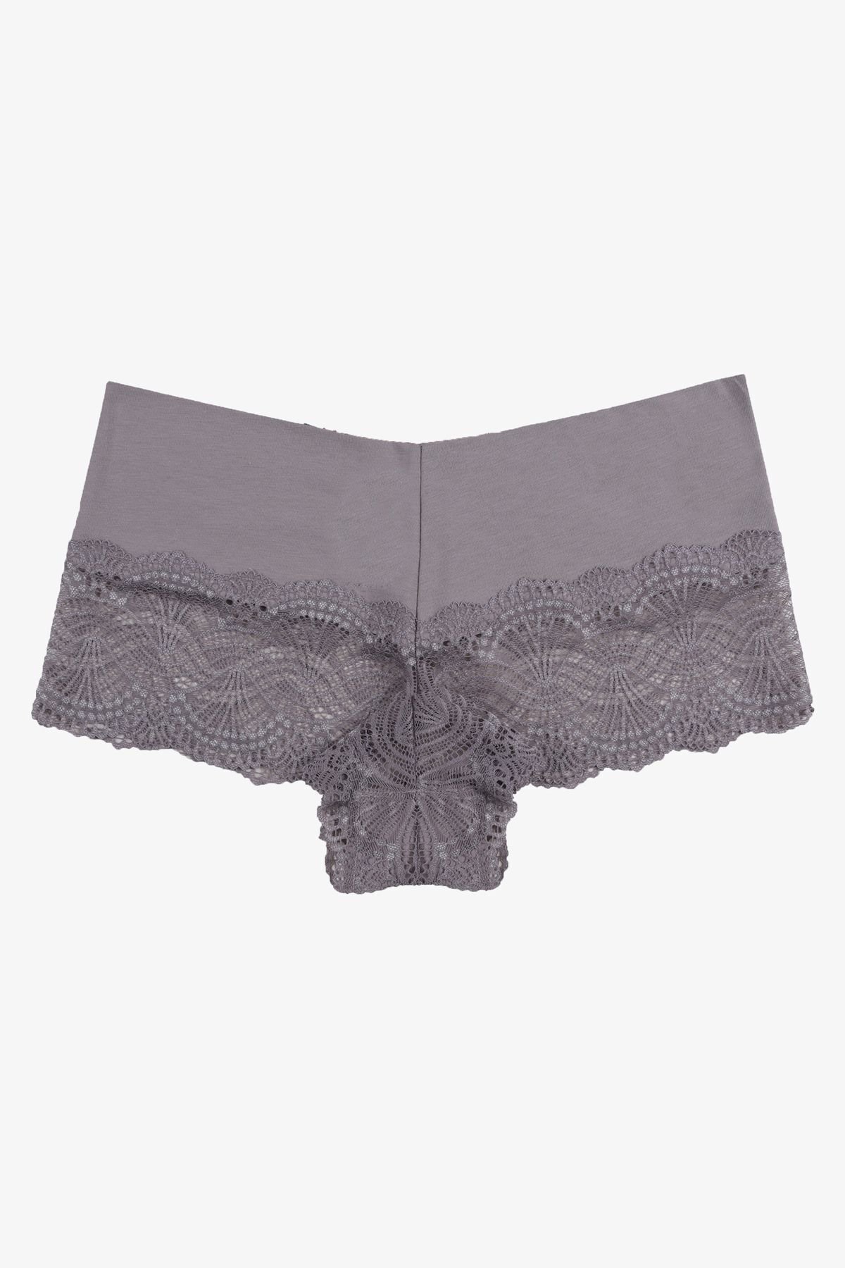 Kadın 3'lü Dantelli Boxer-külot siyahbordovizon - M - siyahbordovizon - M