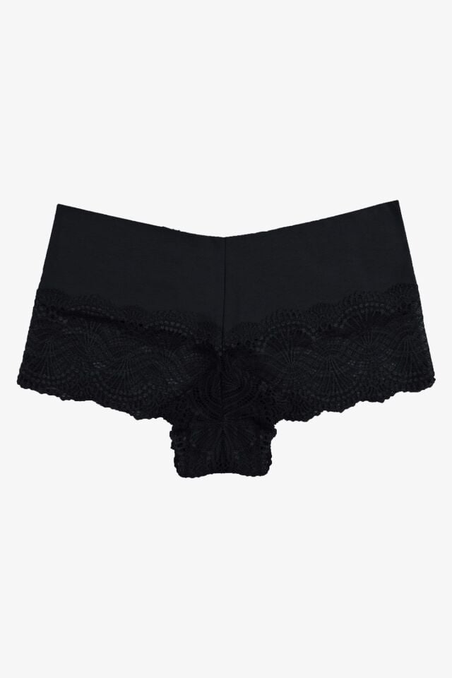 Kadın 3'lü Dantelli Boxer-külot siyahbordovizon - M - siyahbordovizon - M