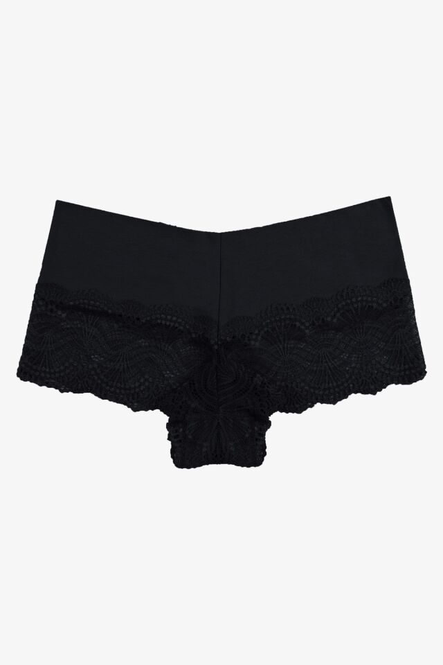 Kadın 3'lü Dantelli Boxer-külot siyahbordovizon - M - siyahbordovizon - M