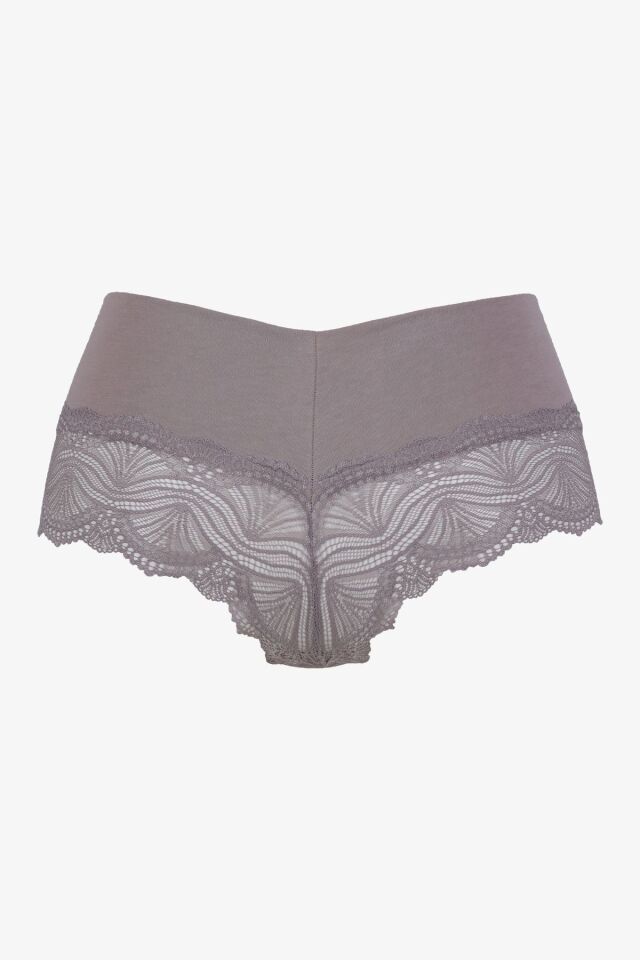 Kadın 3'lü Dantelli Boxer-külot siyahbordovizon - M - siyahbordovizon - M
