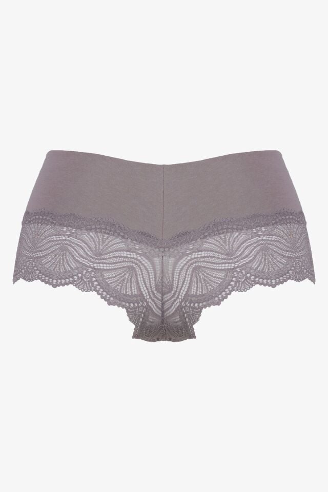 Kadın 3'lü Dantelli Boxer-külot siyahbordovizon - M - siyahbordovizon - M