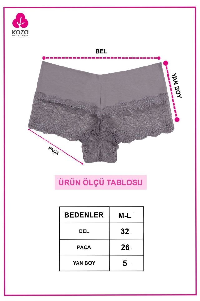 Kadın 3'lü Dantelli Boxer-külot Siyahkırmızıvizon - M - Siyahkırmızıvizon - M