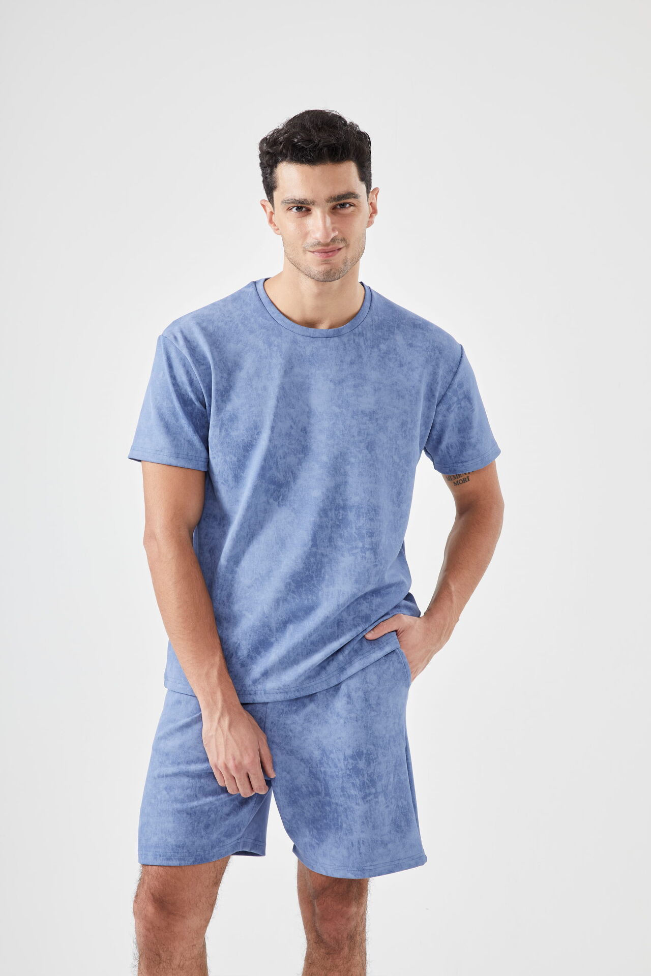 Erkek Şortlu Cepli Pijama Takımı Mavi - S