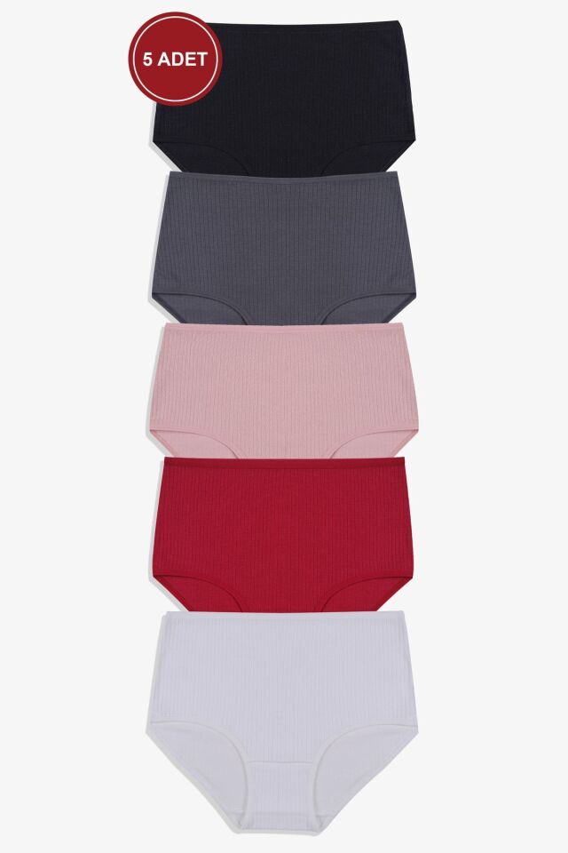 Kadın 5'li Fitilli Ekstra Yüksek Bel Külot Füme - L
