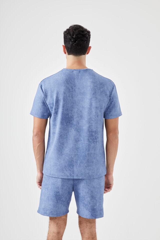 Erkek Şortlu Cepli Pijama Takımı Mavi - 2XL