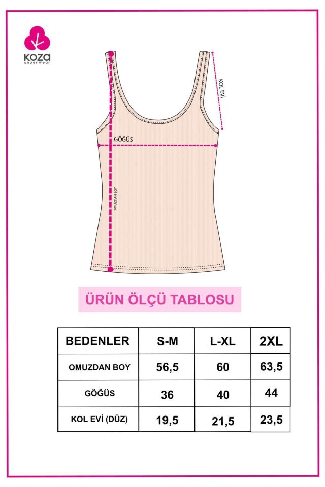 Kadın 2'li Kalın Askılı Kaşkorse Atlet Fusyabeyaz - S/M - Fusyabeyaz - S/M