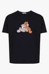 Erkek Kısa Kollu Pamuklu Ekose Desenli Ayıcık Baskılı Pijama Takımı