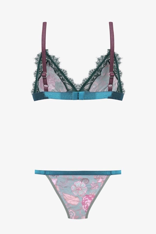 Kadın Saçaklı Dantelli Desenli Sütyen Takım Çok Renkli - 80B