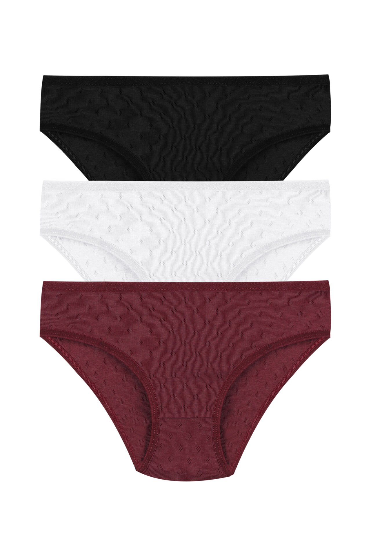 Kadın 3'lü Transfer Ribana Bato Siyah - Beyaz - 3XL