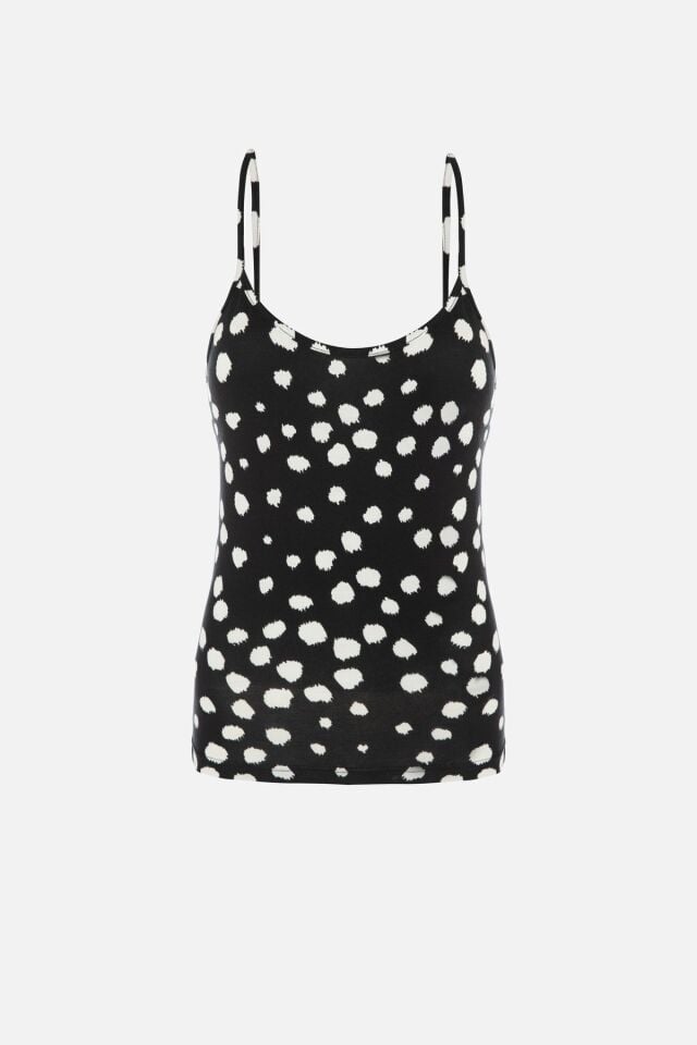 Kadın İp Askılı Viskon Benek Desenli Pijama Takımı KO70127 - M - KO70127 - M