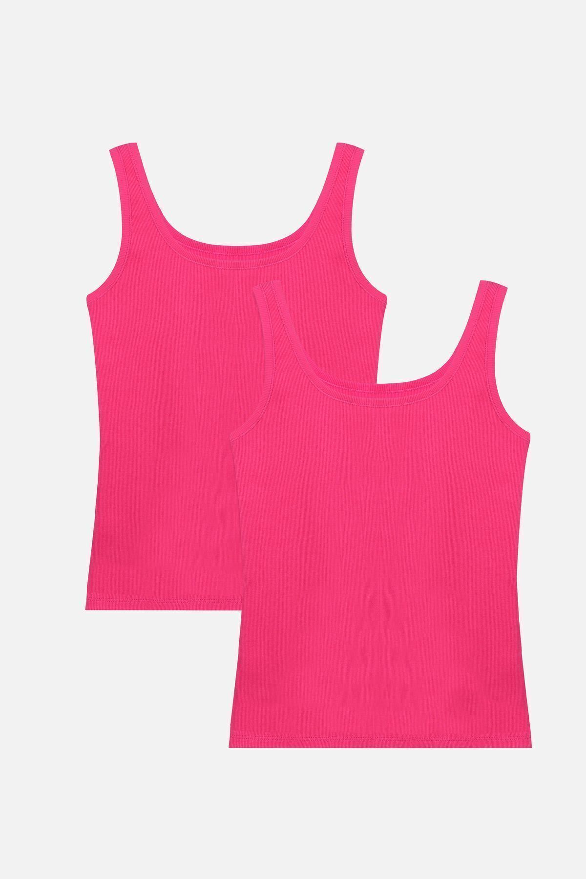 Kadın 2'li Kalın Askılı Kaşkorse Atlet Fusya - L/XL - Fusya - L/XL