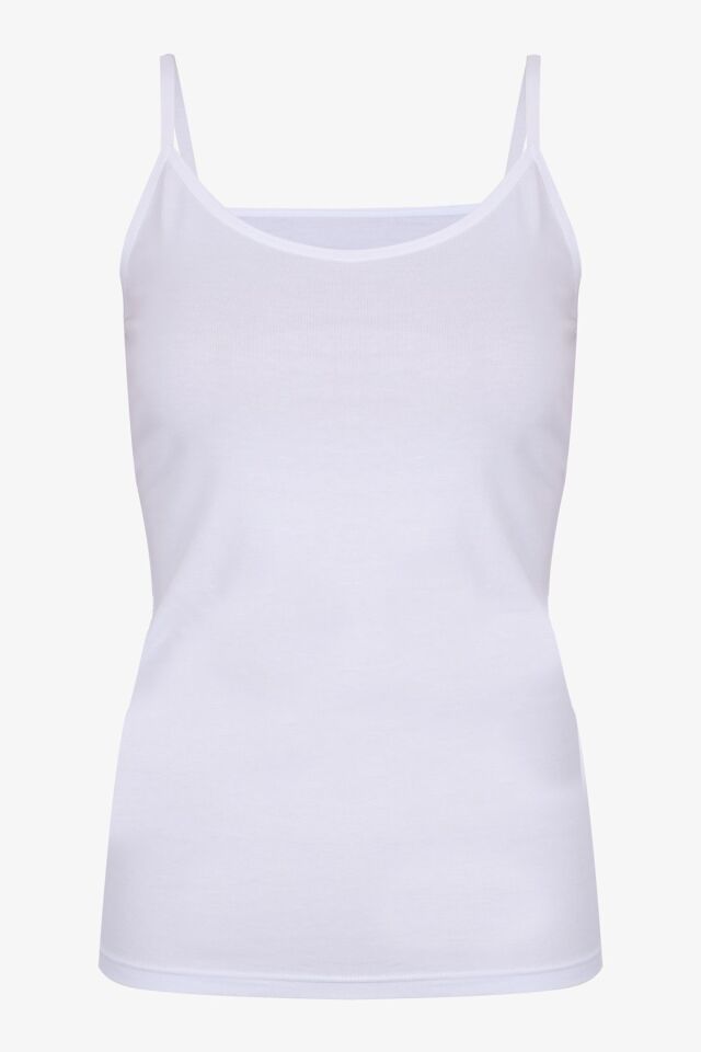 Kadın 2'li Pamuklu Basic İp Askılı Atlet KO989 Siyah -  Beyaz - S/M