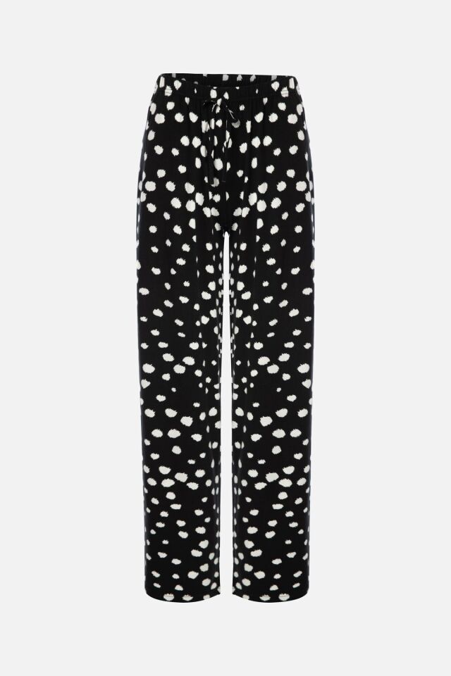 Kadın İp Askılı Viskon Benek Desenli Pijama Takımı KO70127 - L - KO70127 - L