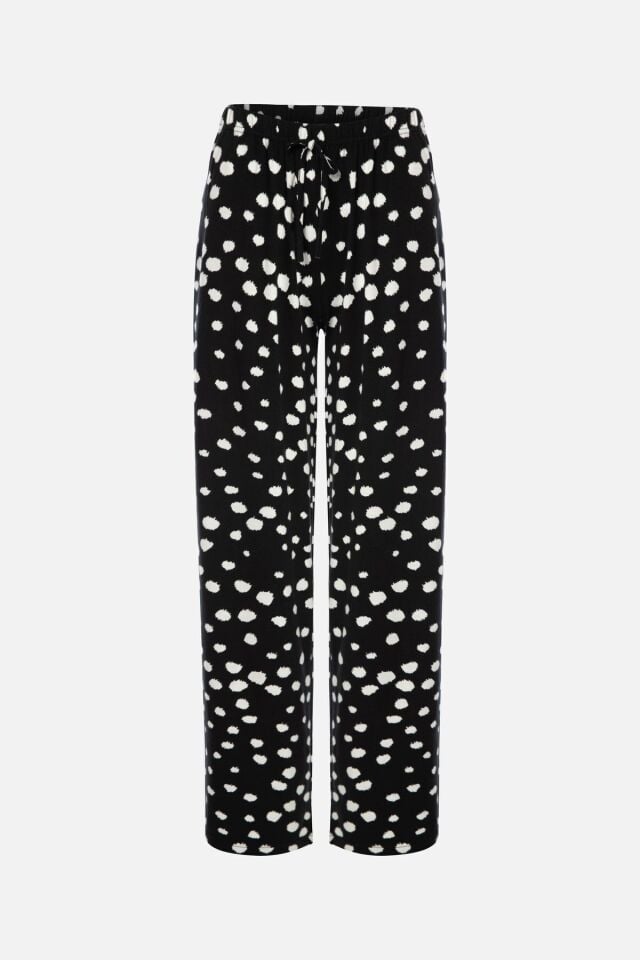 Kadın İp Askılı Viskon Benek Desenli Pijama Takımı KO70127 - L - KO70127 - L
