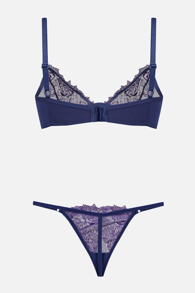 Kadın Tüllü Brodeli Sütyen Takım