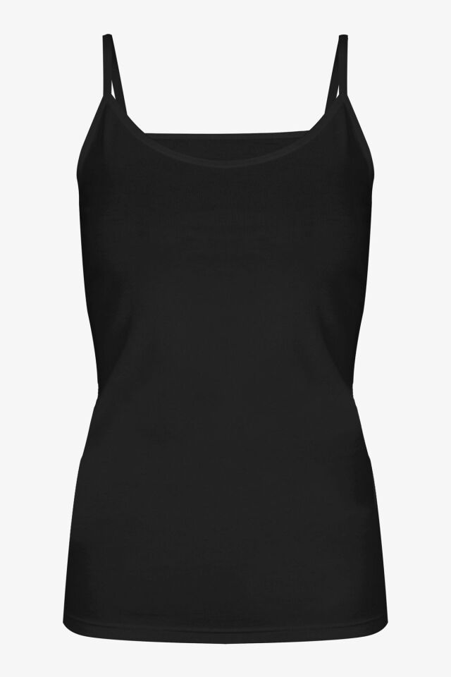 Kadın 2'li Pamuklu Basic İp Askılı Atlet KO989 Ten - Siyah - 2XL