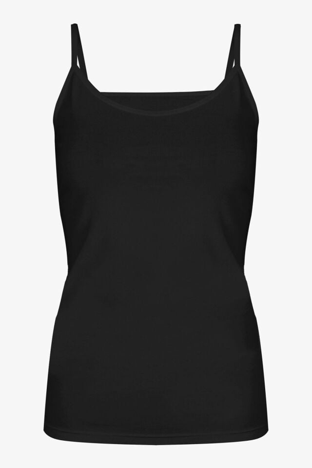 Kadın 2'li Pamuklu Basic İp Askılı Atlet KO989 Ten - Siyah - 2XL