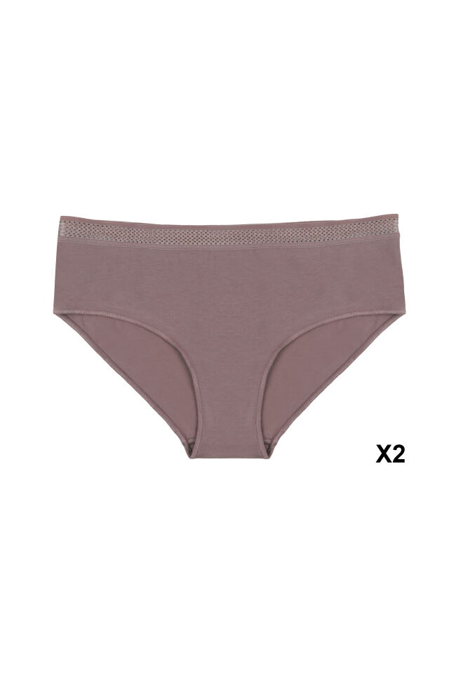 Kadın 4'lü Pamuklu Likralı Hipster Külot Kahverengi - Pudra - L - XL