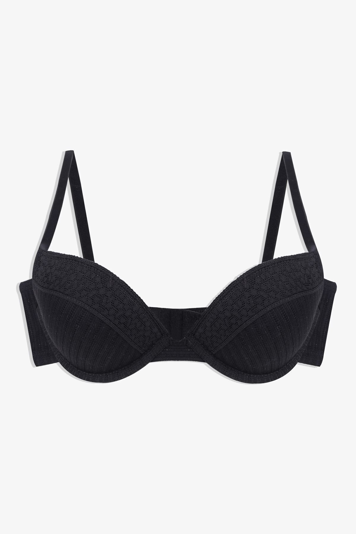 Kadın Ajur Kaşkorse Sütyen Siyah - 80B - Siyah - 80B