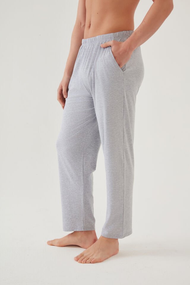 Erkek Pamuklu 2'li Tek Alt Pijama Lacivert - Gri Melanj - XL