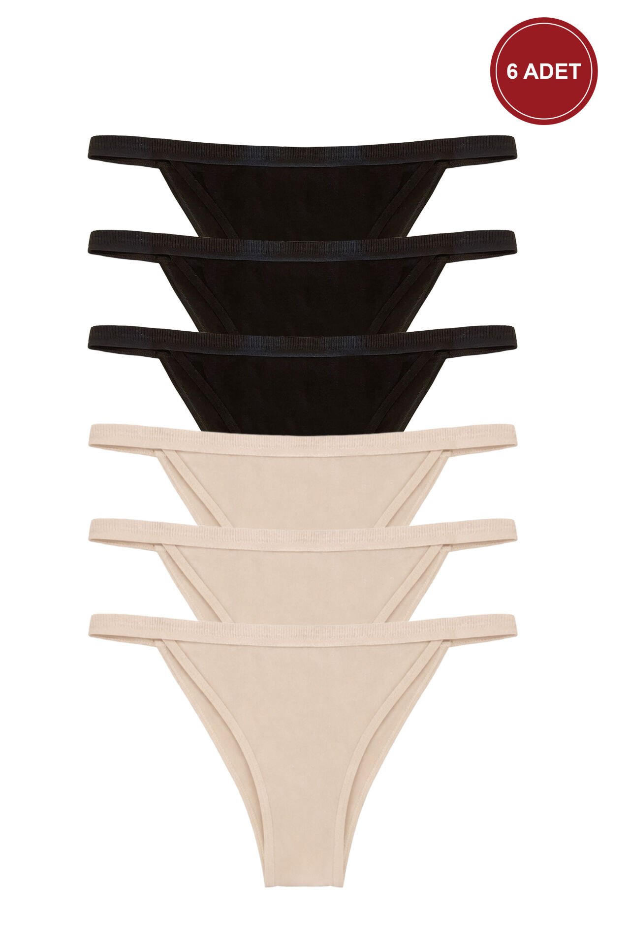 Kadın 6'lı Yumuşak Dokulu Viskon Külot Siyah - Ten - 2XL