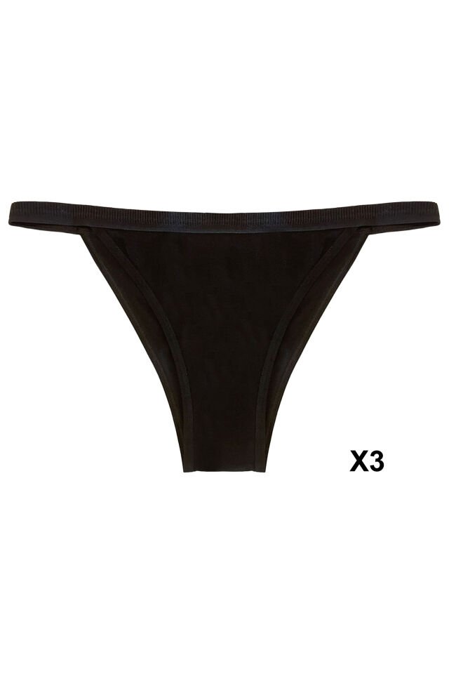 Kadın 6'lı Yumuşak Dokulu Viskon Külot Siyah - Ten - 2XL