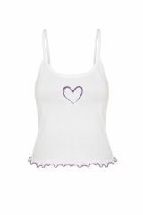 Kadın Pamuklu Baby Overloklu İp Askılı Şortlu Pijama Takımı