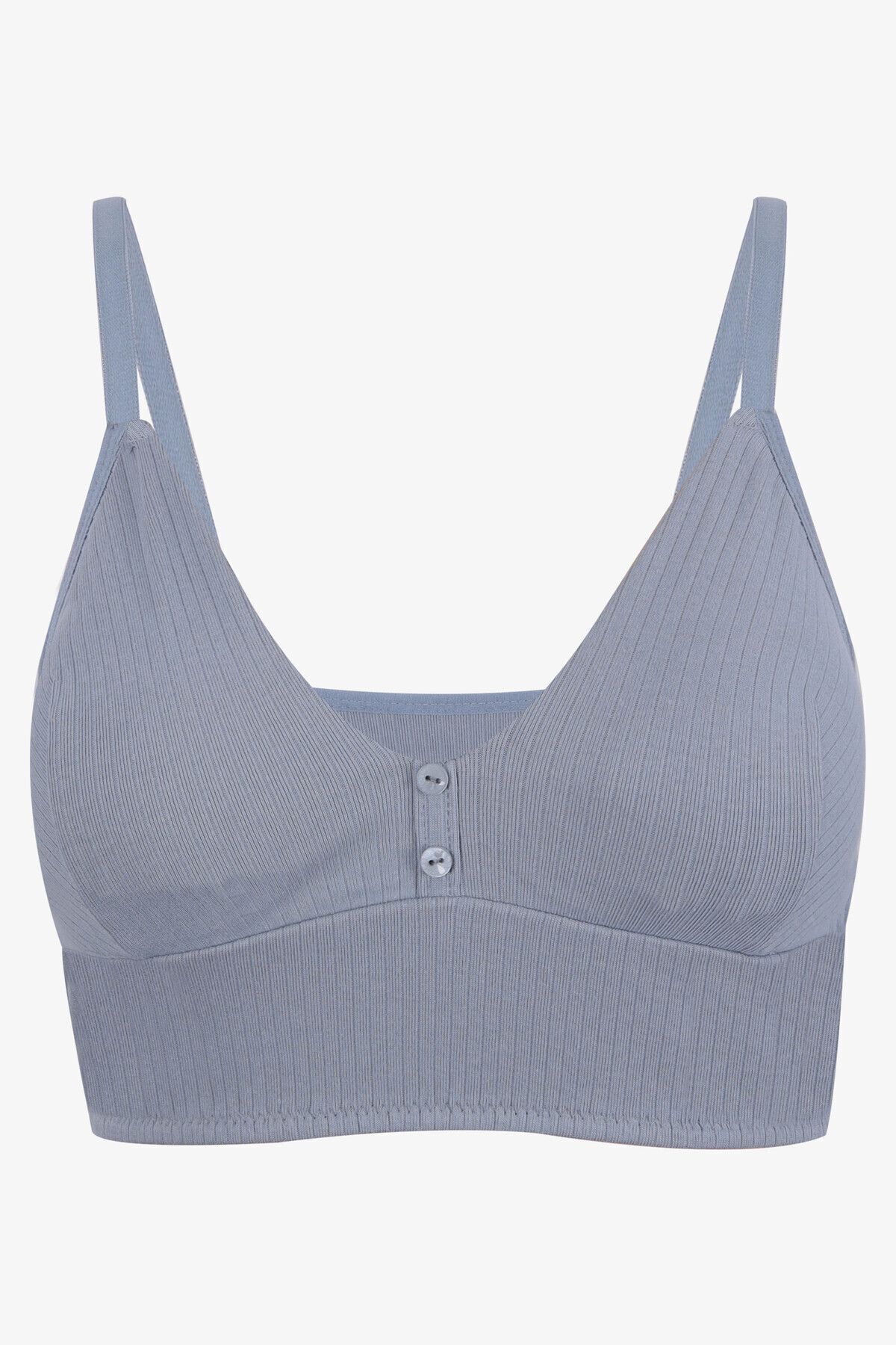 Kadın Fitilli Düğme Detaylı Büstiyer 80573 Gök Mavi - 75B - 80573 Gök Mavi - 75B