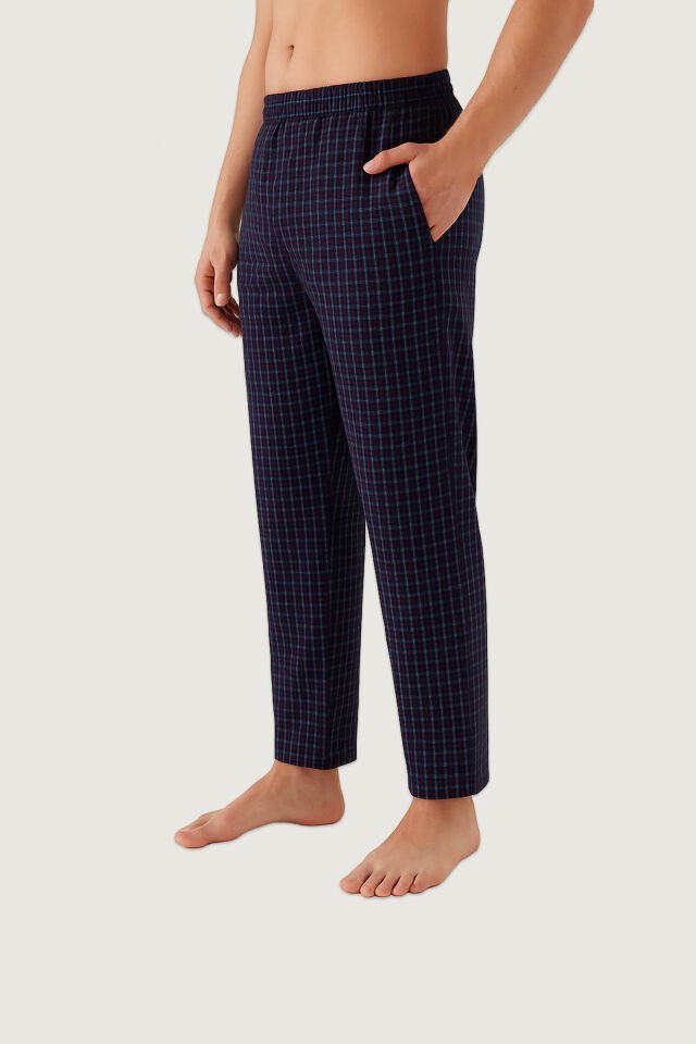 Erkek Pamuklu 2'li Tek Alt Pijama Füme - Lacivert - M