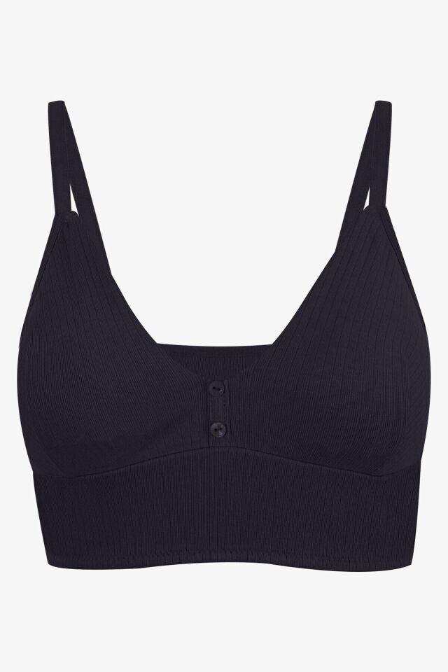Kadın Fitilli Düğme Detaylı Büstiyer 80573 Siyah - 80B - 80573 Siyah - 80B